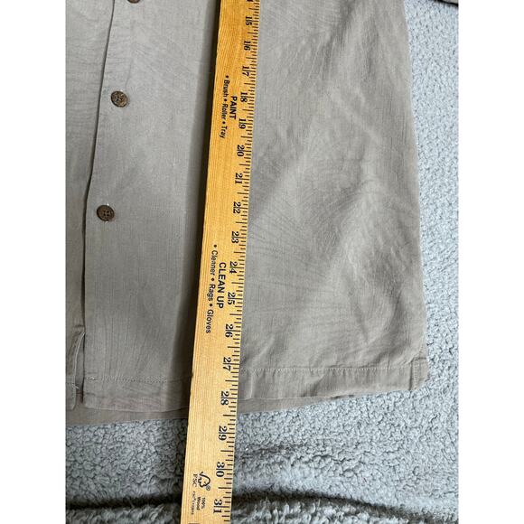 Tommy Bahama Button Shirt Large Silk Floral Tropical Beige Short Sleeve Beach - Picture 4 of 11